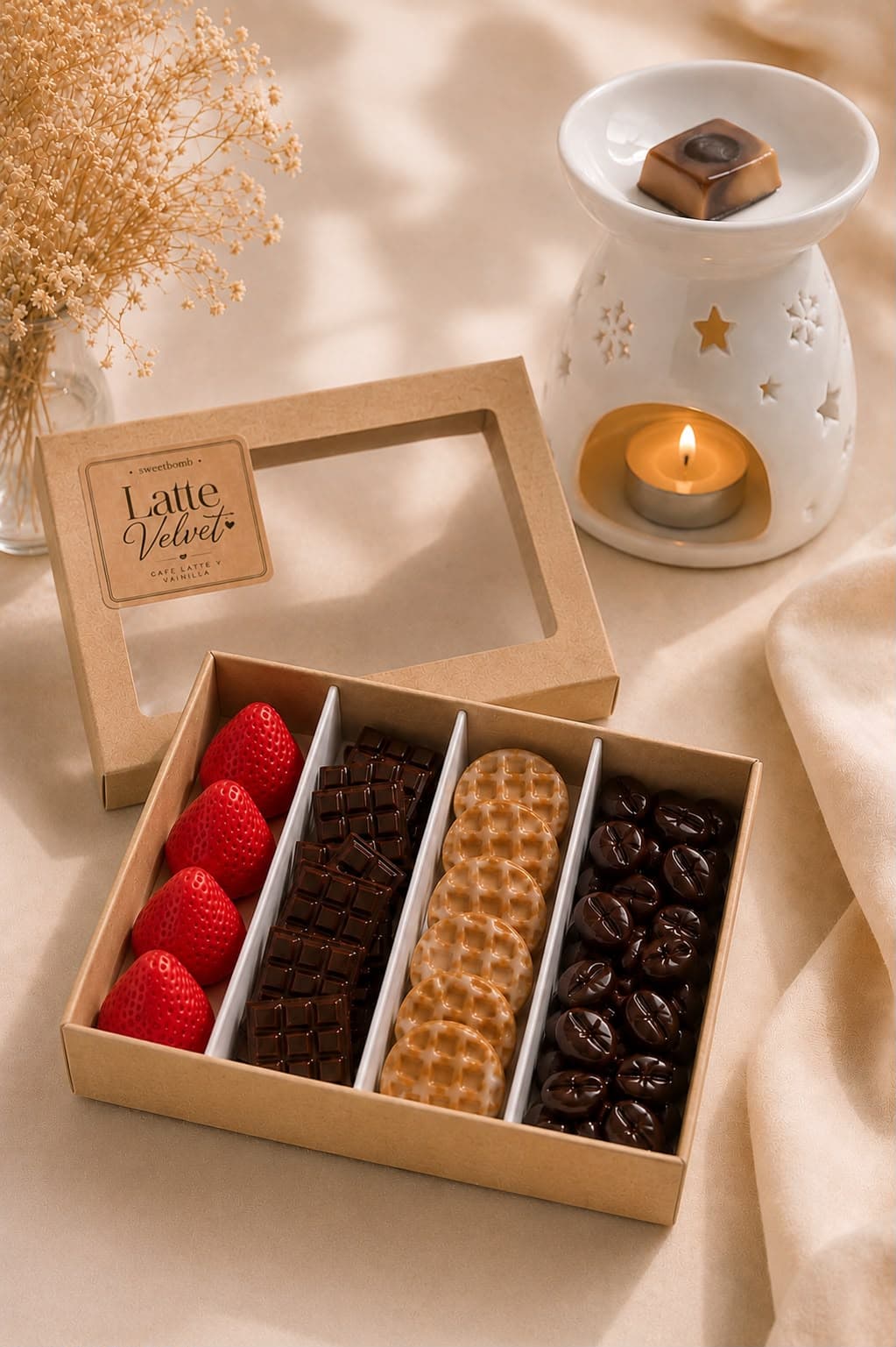 Hornito difusor Sweet Bomb con wax melts Latte Velvet